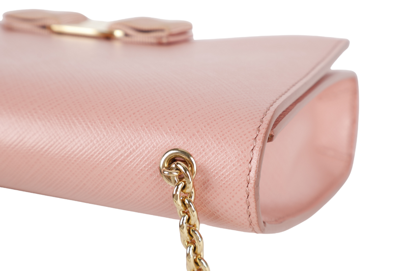 SALVATORE FERRAGAMO VARA CHAIN SHOULDER BAG PINK LEATHER GOLD HARDWARE NO DUST COVER