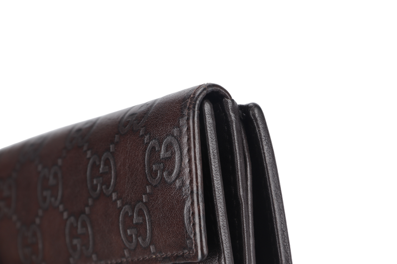 GUCCI GG LONG WALLET (231837 496085) BROWN LEATHER WITH BOX