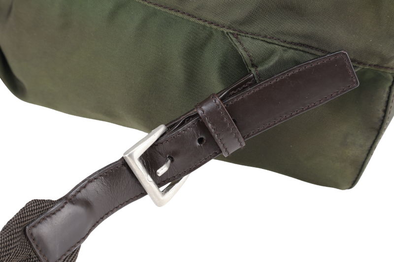 PRADA B2811 GREEN VELA NYLON BACKPACK WITH SILVER HARDWARE WITH CARD NO DUST COVER