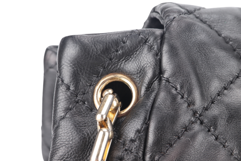 CHANEL RETRO CHAIN ACCORDIAN FLAP LARGE GREY LAMBSKIN LEATHER GOLD HARDWARE (1446xxxx) WITH DUST COVER