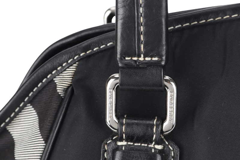 BURBERRY NOVA CHECK BLUE LABEL BLACK NYLON SILVER HARDWARE WITH STRAP