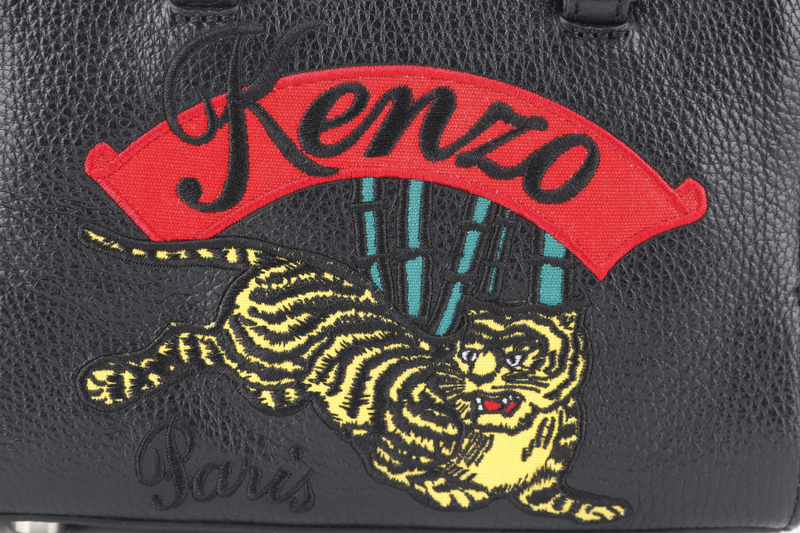 KENZO TIGER EMBROIDERY CROSSBODY BAG GREEN-BLACK SILVER HARDWARE WITH DUST COVER