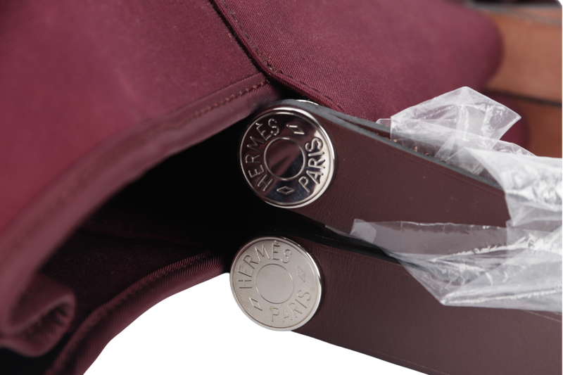 HERMES CABAG ELAN 39 BURGUNDY VELVET PHW STAMP T (YEAR 2015) WITH DUST COVER