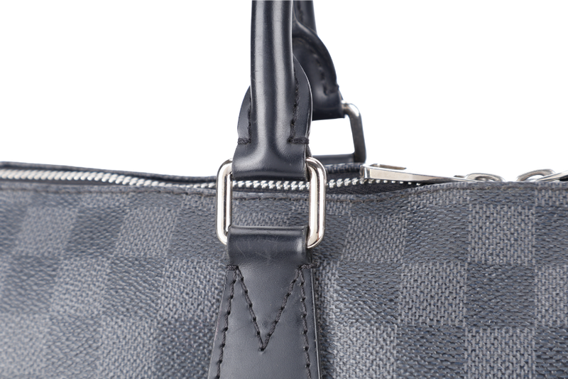 LOUIS VUITTON N48224 PORTE DOCUMENT JOULE BRIEFCASE DAMIER GRAPHITE CANVAS SILVER HARDWARE WITH STRAPS