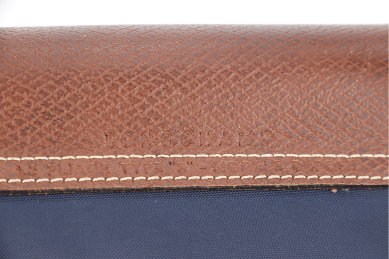 LONGCHAMP LE PLIAGE SMALL NAVY BLUE CANVAS GOLD HARDWARE NO DUST COVER