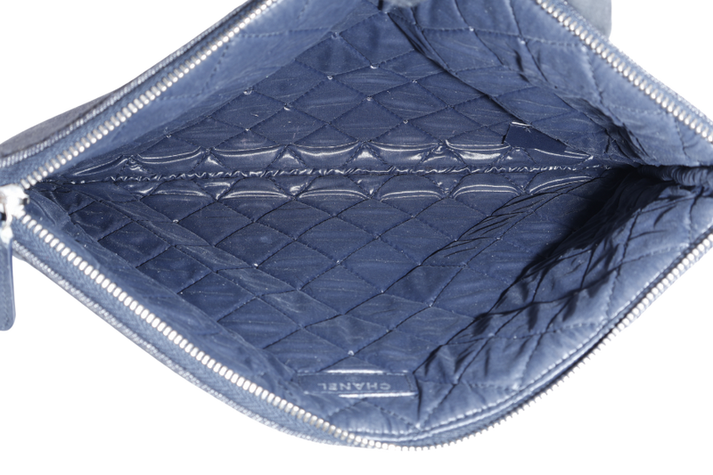 CHANEL O CASE BLUE DENIM CLUTCH (2187xxxx) NO CARD