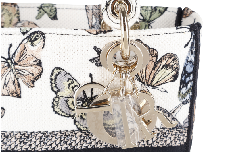 CHRISTIAN DIOR LADY DIOR MEDIUM LADY D-LITE BAG (50-MA-0293) GOLD HARDWARE WITH STRAPS, CARD AND DUST COVER