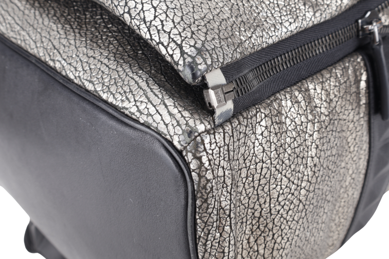 MCM METALLIC CRACKED LEATHER BACKPACK WITH STRAPS, CARD NO DUST COVER