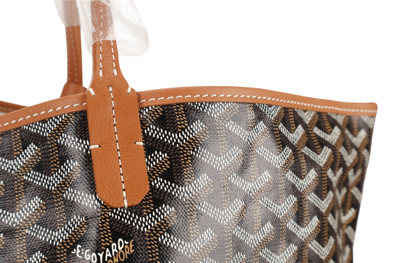 GOYARD SAINT LOUIS GM BAG BLACK AND TAN COLOR WITH DUST COVER