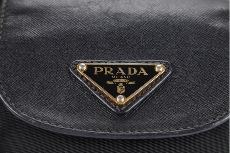 PRADA TESSUTO TOTE BLACK NYLON GOLD HARDWARE NO DUST COVER