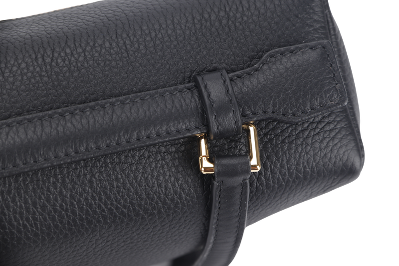 LORO PIANA EXTRA POCKET BACKPACK BLACK GRAINED CALFSKIN GOLD HARDWARE WITH DUST COVER AND BOX