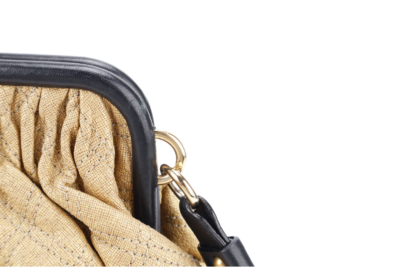 MARC JACOBS LITTLE STAM BAG QUILTED GOLD METALLIC CALF LEATHER GOLD HARDWARE WITH DUST COVER