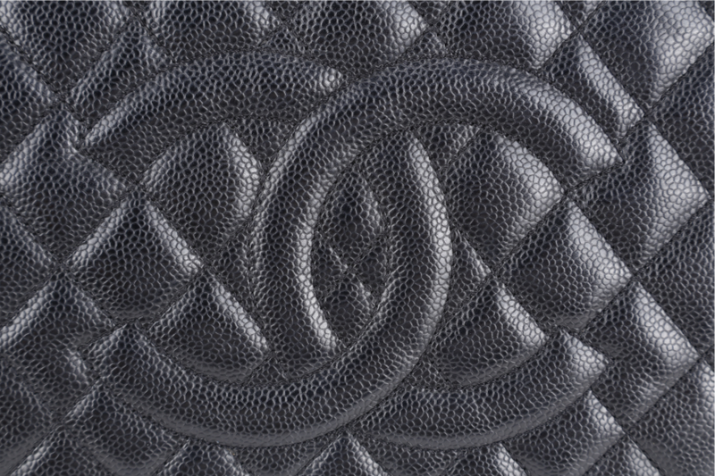 CHANEL GST BLACK CAVIAR LEATHER (2015xxxx) SILVER HARDWARE WITH CARD NO DUST COVER AND NO BOX