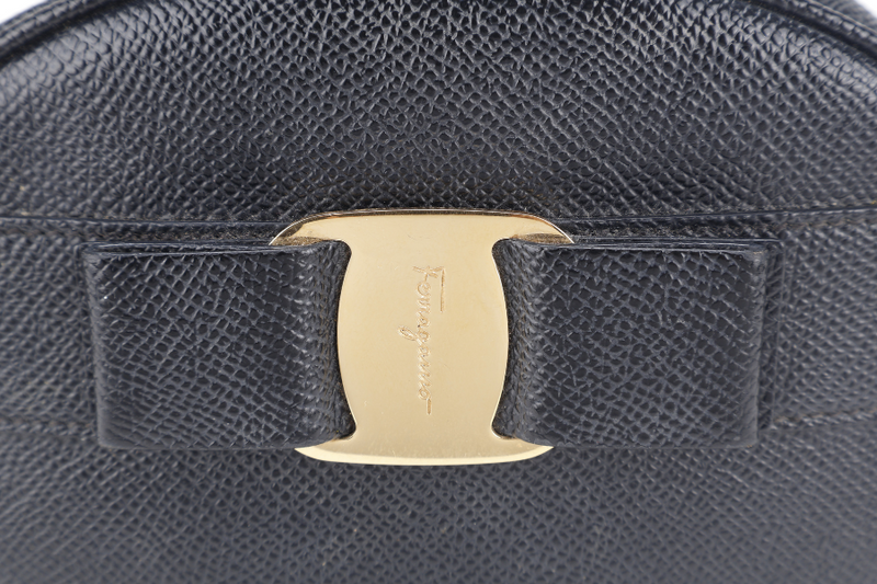 SALVATORE FERRAGAMO VARA BOW MINI CROSSBODY BAG BLACK CALF LEATHER WITH DUST COVER