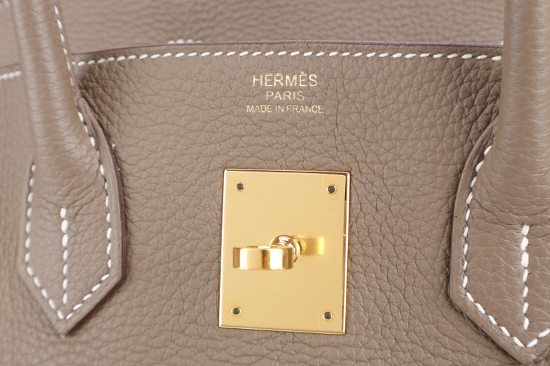 HERMES BIRKIN 30 STAMP Z (YEAR 2021) ETOUPE TOGO LEATHER GOLD HARDWARE WITH KEYS, LOCK AND DUST COVER