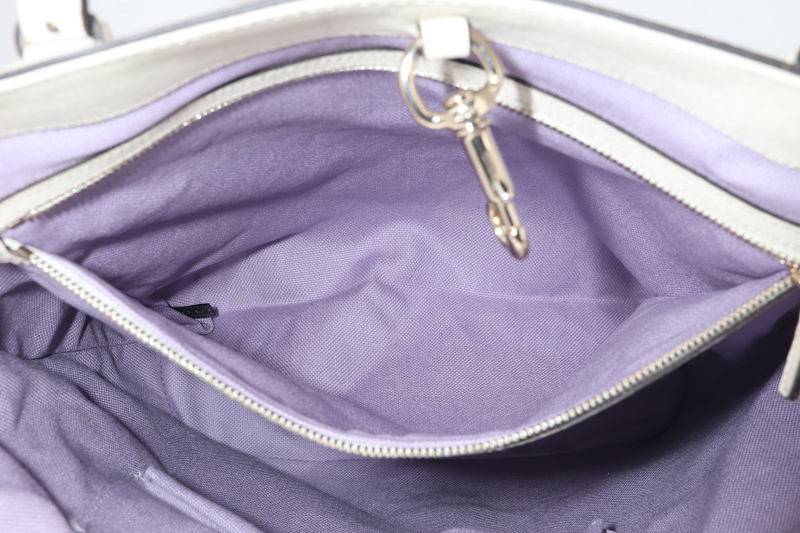 GUCCI FLORA TOTE WHITE LEATHER SILVER HARDWARE NO DUST COVER