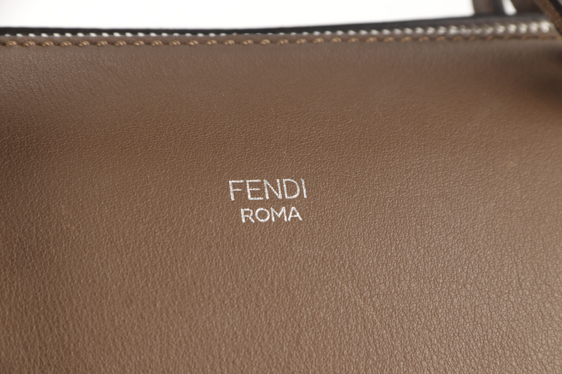 FENDI BY THE WAY&nbsp;(8BL146) MEDIUM BROWN LEATHER SILVER HARAWARE WITH STRAPS AND DUST COVER