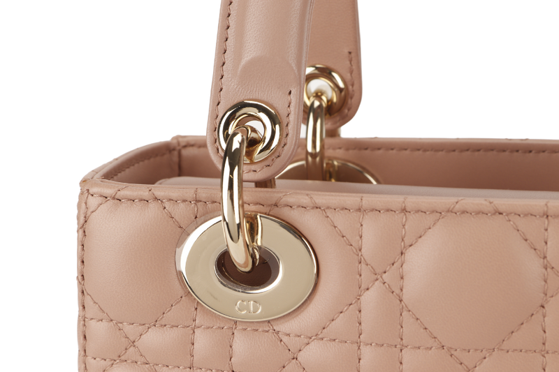 CHRISTIAN DIOR LADY DIOR SMALL (02-MA-1129) PINK LAMBSKIN GOLD HARDWARE WITH STRAP AND DUST COVER