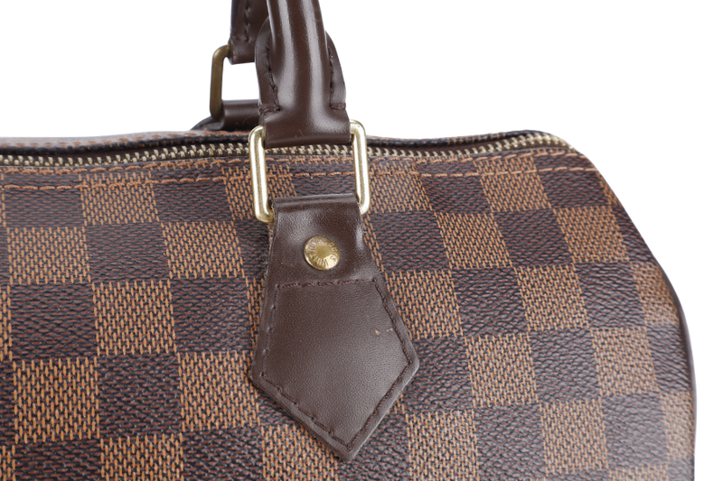 LOUIS VUITTON SPEEDY 30 DAMIER EBENE CANVAS GOLD HARDWARE WITH DUST COVER