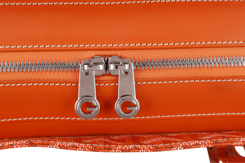 GOYARD SAC MARINE GALANTE GM ORANGE GOYARDINE CANVAS SILVER HARDWARE WITH DUST COVER