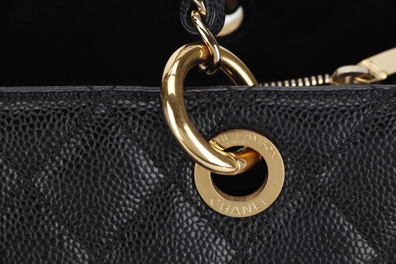 CHANEL GST (2039xxxx) BLACK CAVIAR LEATHER GOLD HARDWARE WITH DUST COVER AND CARD