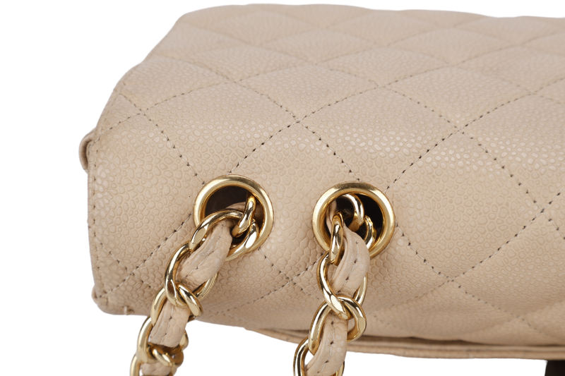 CHANEL CLASSIC FLAP BAG JUMBO BEIGE CAVIAR LEATHER GOLD HARDWARE (1293xxxx) NO DUST COVER