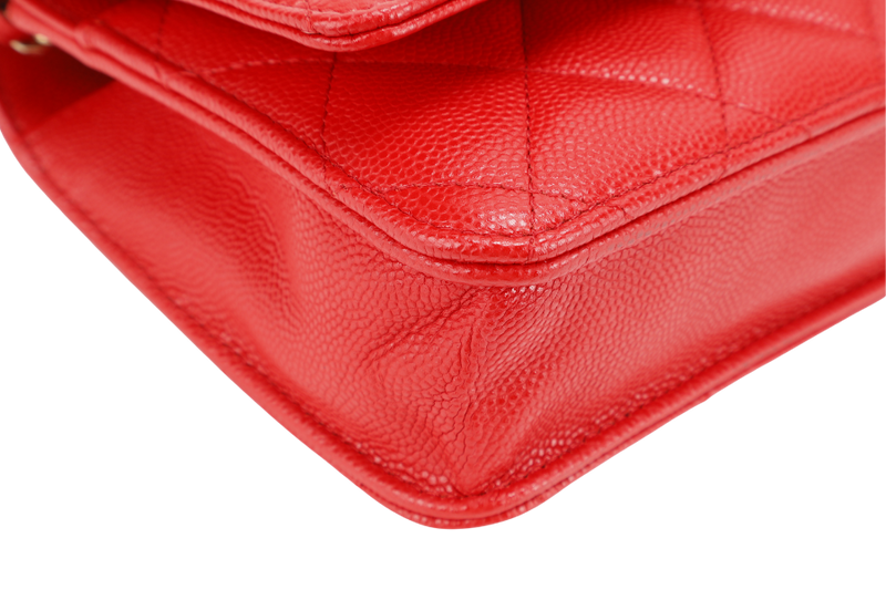 CHANEL CLASSIC WOC RED CAVIAR GOLD HARDWARE (GA17xxxx) WITH DUST COVER, BOX AND PAPER BAG