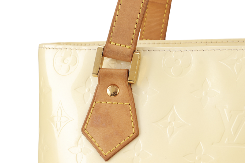 LOUIS VUITTON HOUSTON TOTE BAG (M92342) IVORY PERLE VERNIS LEATHER GOLD HARDWARE WITH DUST COVER