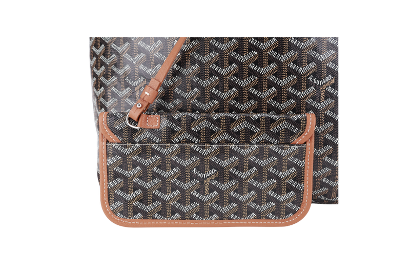 GOYARD SAINT LOUIS PM BAG BLACK AND TAN COLOR WITH DUST COVER