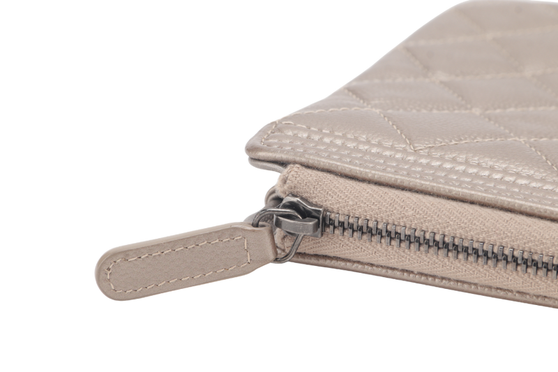 CHANEL METALLIC BRONZE CAVIAR ZIPPY CLUTCH (2481xxxx) RUTHENIUM HARDWARE NO CARD WITH DUST COVER