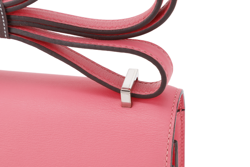 HERMES CONSTANCE 18 STAMP A (YEAR 2017) ROSE AZALEE SWIFT LEATHER SILVER HARDWARE WITH DUST COVER