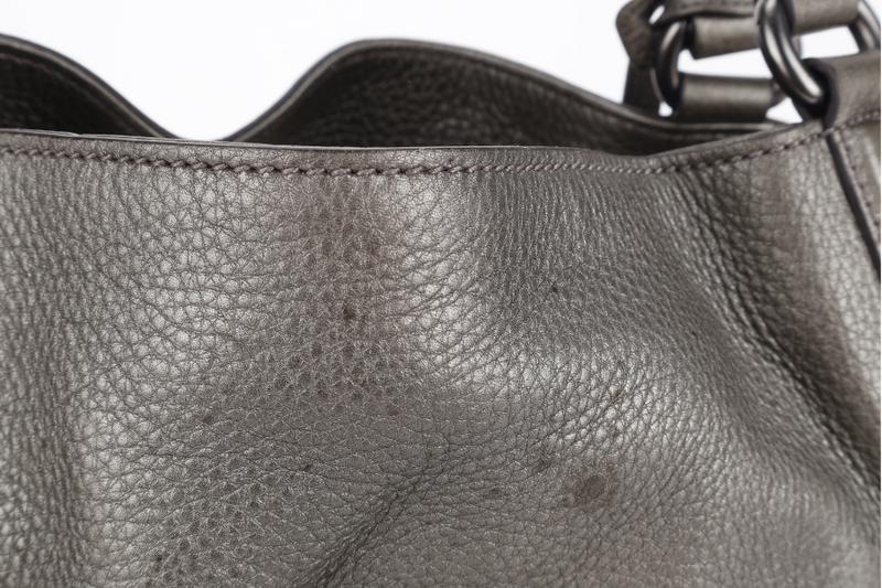 GUCCI SOHO INTERLOCKING G TOTE BAG DARK GREEN LEATHER RUTHENIUM HARDWARE WITH DUST COVER