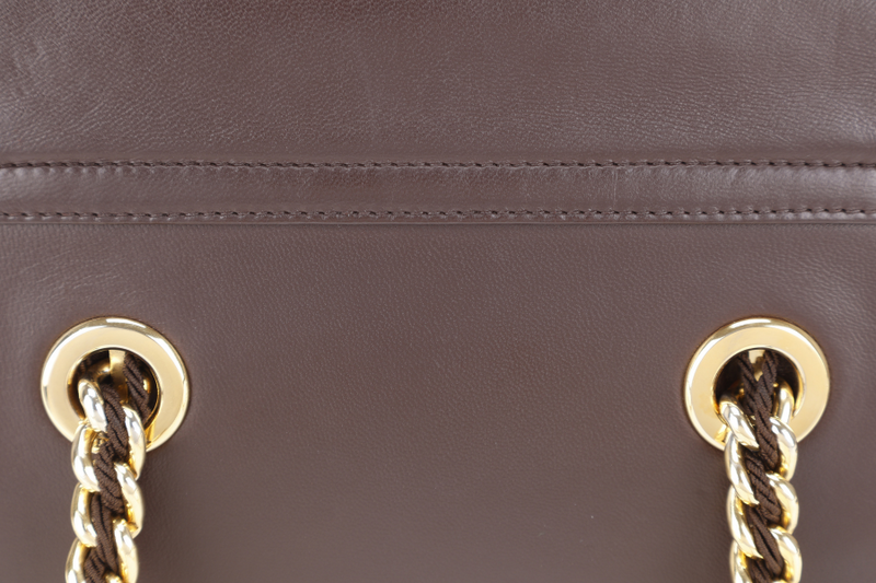 PRADA DARK BROWN NAPPA LEATHER SHOULDER CHAIN BAG GOLD HARDWARE NO CARD NO DUST COVER