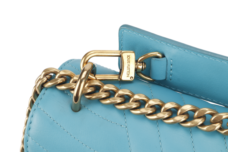 LOUIS VUITTON NEW WAVE CHAIN BAG MM (M51946) BLUE CALFSKIN GOLD HARDWARE NO DUST COVER