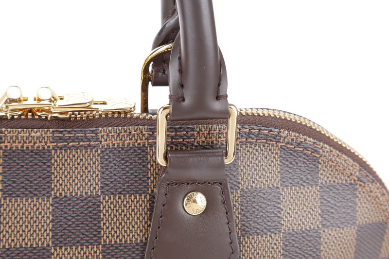 LOUIS VUITTON N53151 ALMA PM DAMIER EBENE CANVAS GOLD HARDWARE WITH LOCK&KEYS, DUST COVER AND BOX