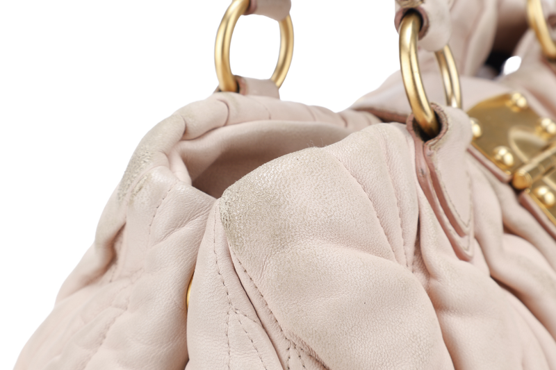 MIU MIU MATELASSE BAG PINK CALF LEATHER GOLD HARDWARE NO DUST COVER