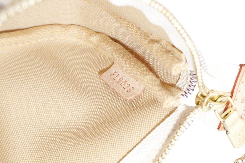 LOUIS VUITTON N58010 MINI POCHETTE ACCESSORIES DAMIER AZUR CANVAS GOLD HARDWARE WITH DUST COVER AND BOX