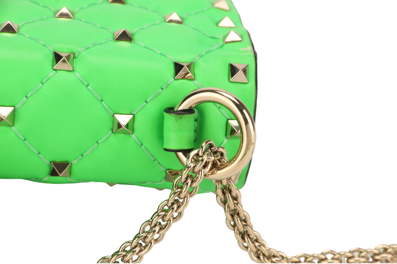 VALENTINO GARAVANI ROCKSTUD MINI GREEN CALFSKIN LIGHT GOLD HARDWARE NO DUST COVER