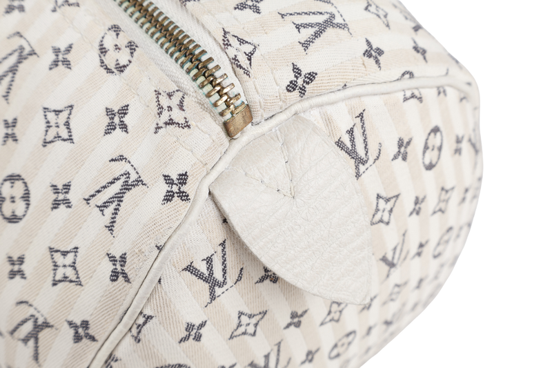 LOUIS VUITTON SPEEDY 30 WHITE MONOGRAM MINI LIN CANVAS GOLD HARDWARE NO DUST COVER