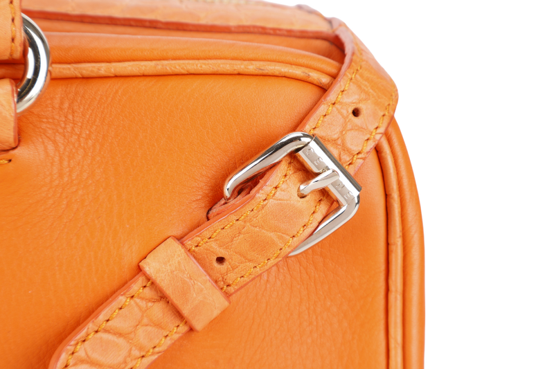 CELINE ORANGE SATCHEL BELT TRIM BAG WITH DUST COVER AND CARD