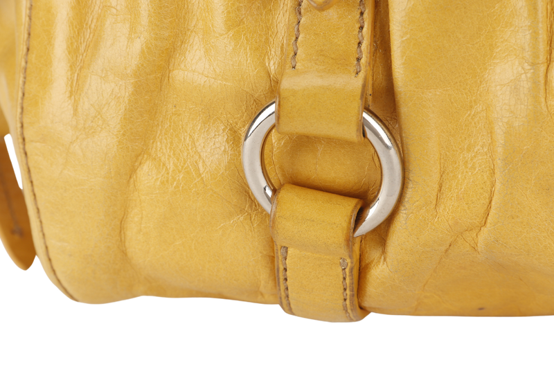 MIU MIU 2WAY SHOULDER BAG (RN06472) YELLOW LEATHER SILVER HARDWARE NO DUST COVER