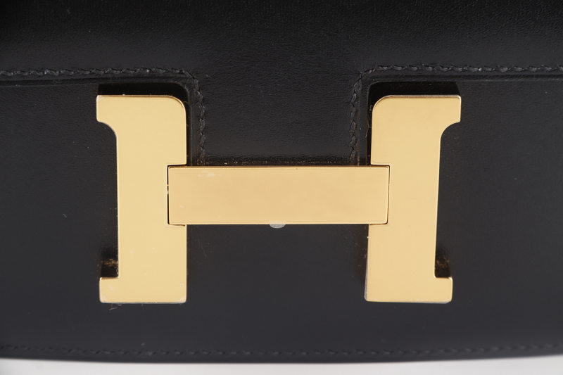 HERMES CONSTANCE 18 (STAMP B) BLACK BOX LEATHER GOLD HARDWARE WITH DUST COVER AND BOX