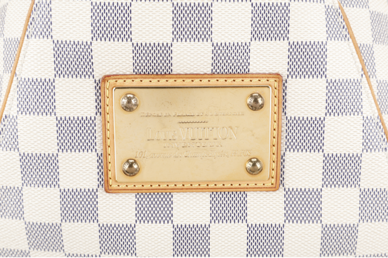 LOUIS VUITTON N55215 GALLIERA PM DAMIER AZUR CANVAS HOBO BAG GOLD HARDWARE WITH DUST COVER