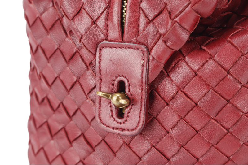 BOTTEGA VENETA BOSTON BAG MEDIUM RED LEATHER GOLD HARDWARE NO DUST COVER