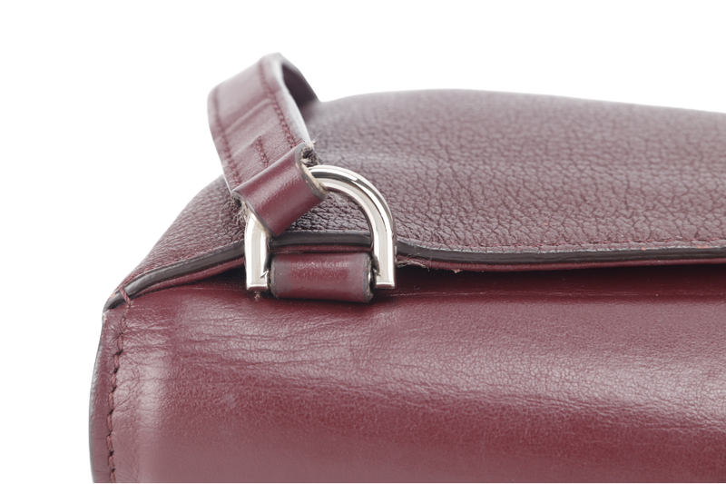 GIVENCHY DUETTO CROSSBODY BAG BURGUNDY AND SILVER HARDWARE WITH DUST COVER