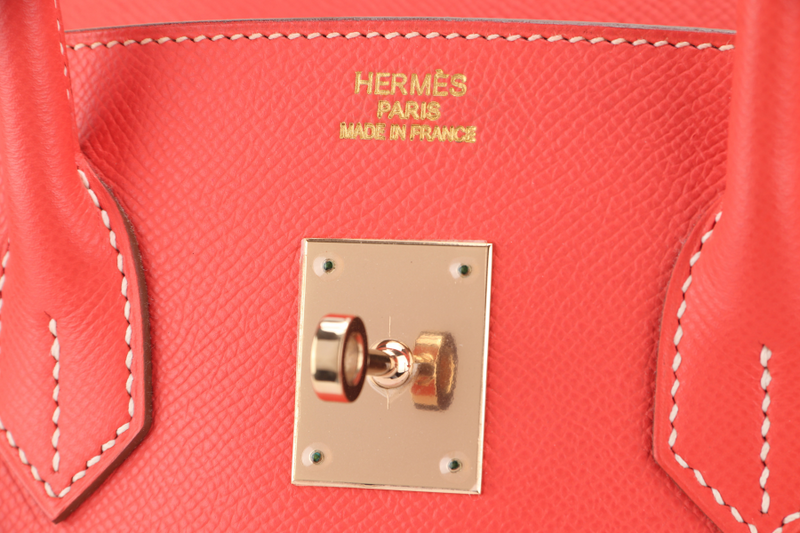 HERMES BIRKIN 35 VERSO ROSE JAIPUR x GOLD EPSOM LIGHT GOLD HARDWARE STAMP P (YEAR 2012) WITH KEYS, LOCK AND DUST COVER