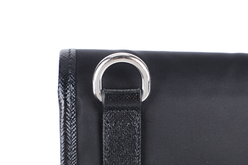 PRADA RE-NYLON BLACK SLING POUCH WITH STRAPS, DUST COVER AND BOX