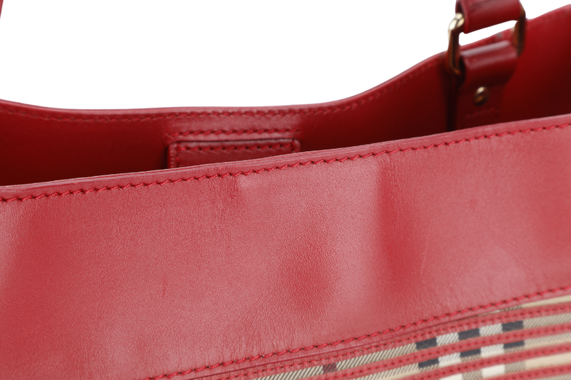 BURBERRY RAVENSCLON PINK HAYMARKET CHECK HANDBAG WITH DUST COVER