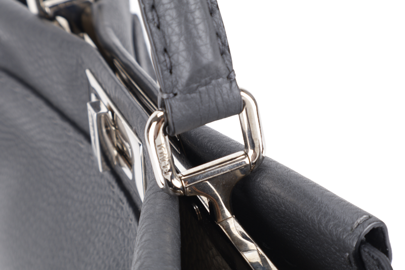 FENDI PEEKABOO ISEEU MEDIUM GREY LEATHER SILVER HARDWARE WITH STRAPS, DUST COVER AND RAINCOAT