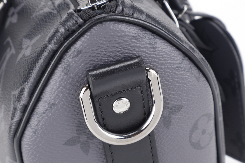 LOUIS VUITTON M46271 SPEEDY BANDOULIERE 25 MONOGRAM ECLIPSE CANVAS SILVER HARDWARE WITH STRAPS, DUST COVER AND BOX